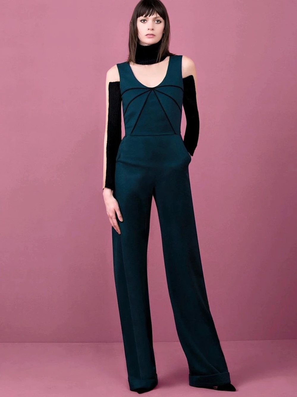 Julianna Bass 2016 Archival Runway Wide Leg Jumpsuit in Navy Size 4 Like New